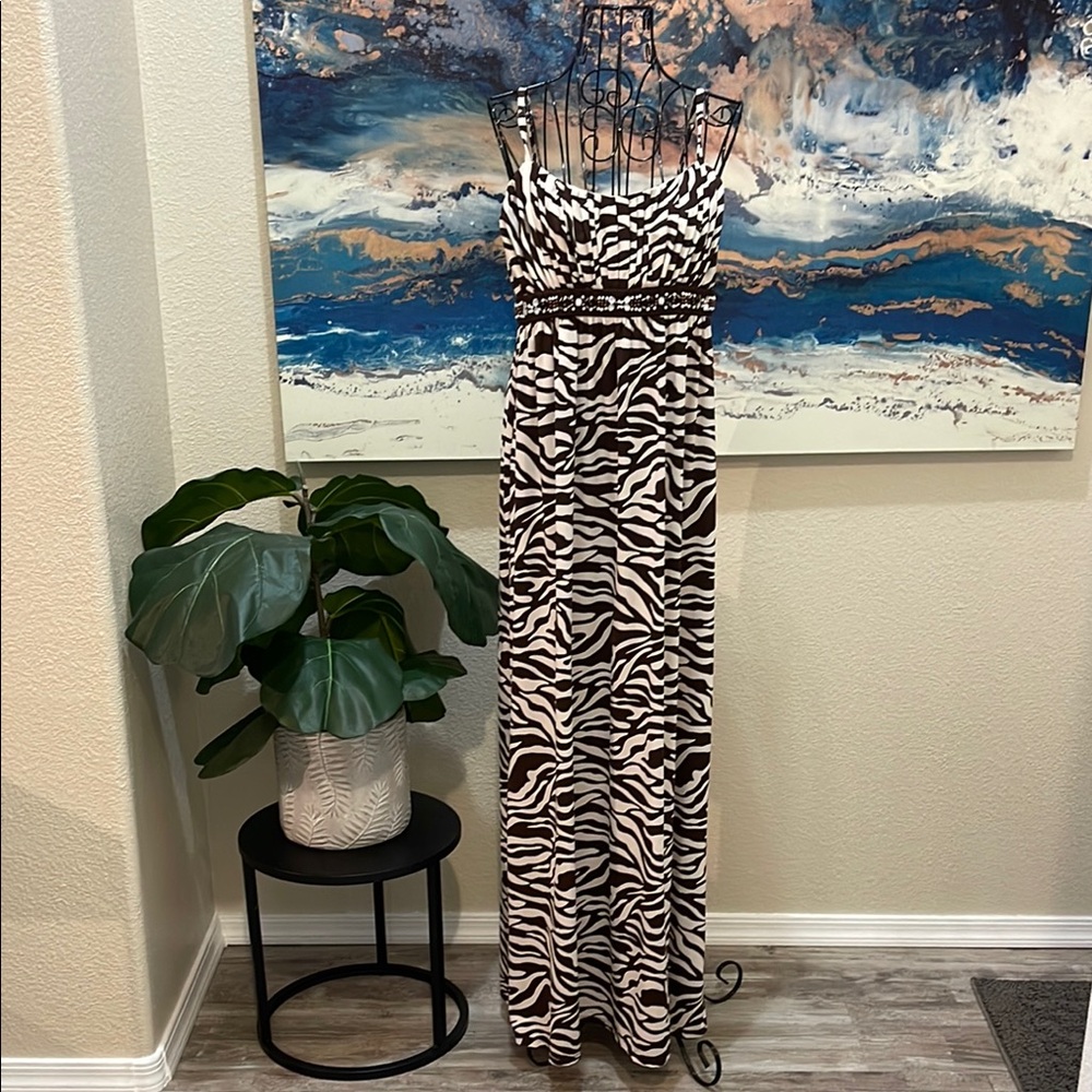 INC zebra print maxi dress